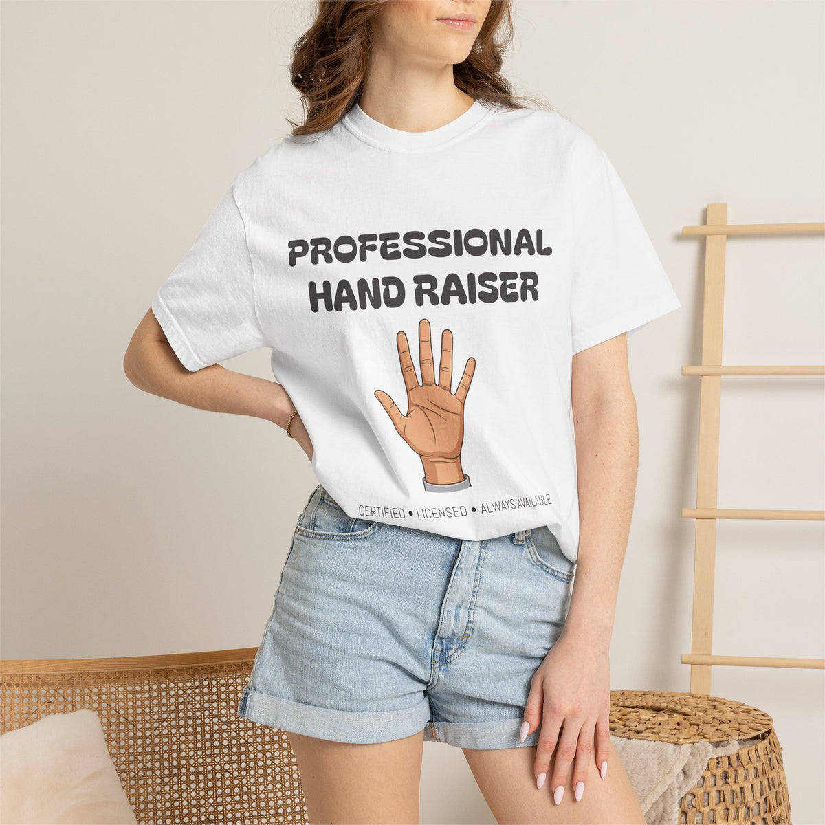 Professional Hand Raiser T-shirt | Raised Hand Illustration, Teacher Humor